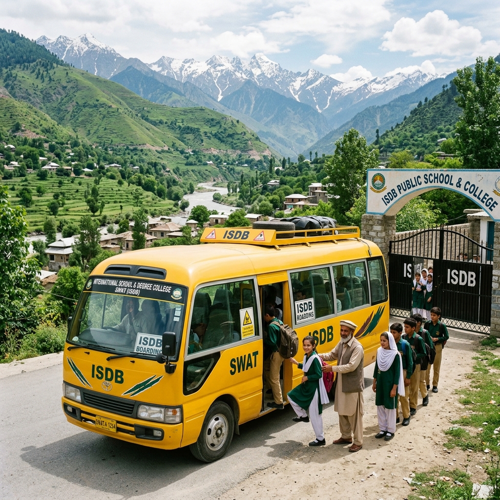 School bus boarding in Swat Valley